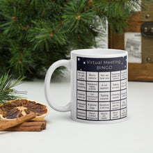 Load image into Gallery viewer, Virtual Meeting Bingo Mug - Midnight Grey Gameboard Version
