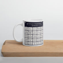 Load image into Gallery viewer, Virtual Meeting Bingo Mug - Midnight Grey Gameboard Version
