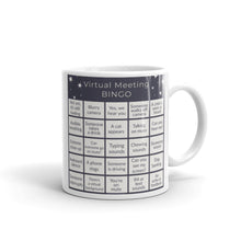 Load image into Gallery viewer, Virtual Meeting Bingo Mug - Midnight Grey Gameboard Version
