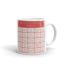 Load image into Gallery viewer, Virtual Meeting Bingo Mug - Coral Gameboard Version
