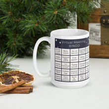 Load image into Gallery viewer, Virtual Meeting Bingo Mug - Midnight Grey Gameboard Version
