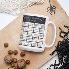 Load image into Gallery viewer, Virtual Meeting Bingo Mug - Midnight Grey Gameboard Version
