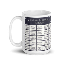 Load image into Gallery viewer, Virtual Meeting Bingo Mug - Midnight Grey Gameboard Version
