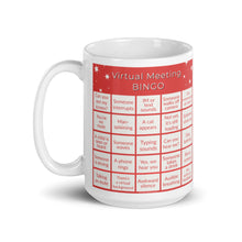 Load image into Gallery viewer, Virtual Meeting Bingo Mug - Coral Gameboard Version
