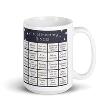 Load image into Gallery viewer, Virtual Meeting Bingo Mug - Midnight Grey Gameboard Version
