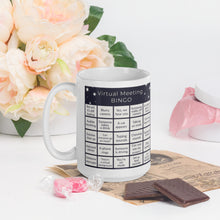 Load image into Gallery viewer, Virtual Meeting Bingo Mug - Midnight Grey Gameboard Version
